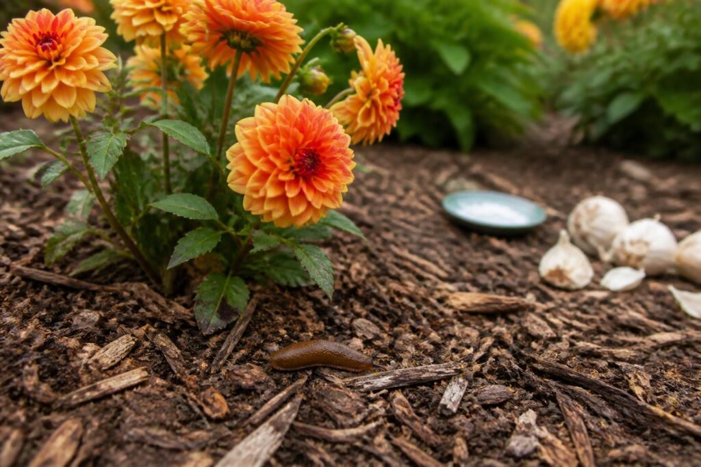 Dahlien vor Schnecken schützen: Warum grobes Mulchmaterial oft besser wirkt als Hausmittel